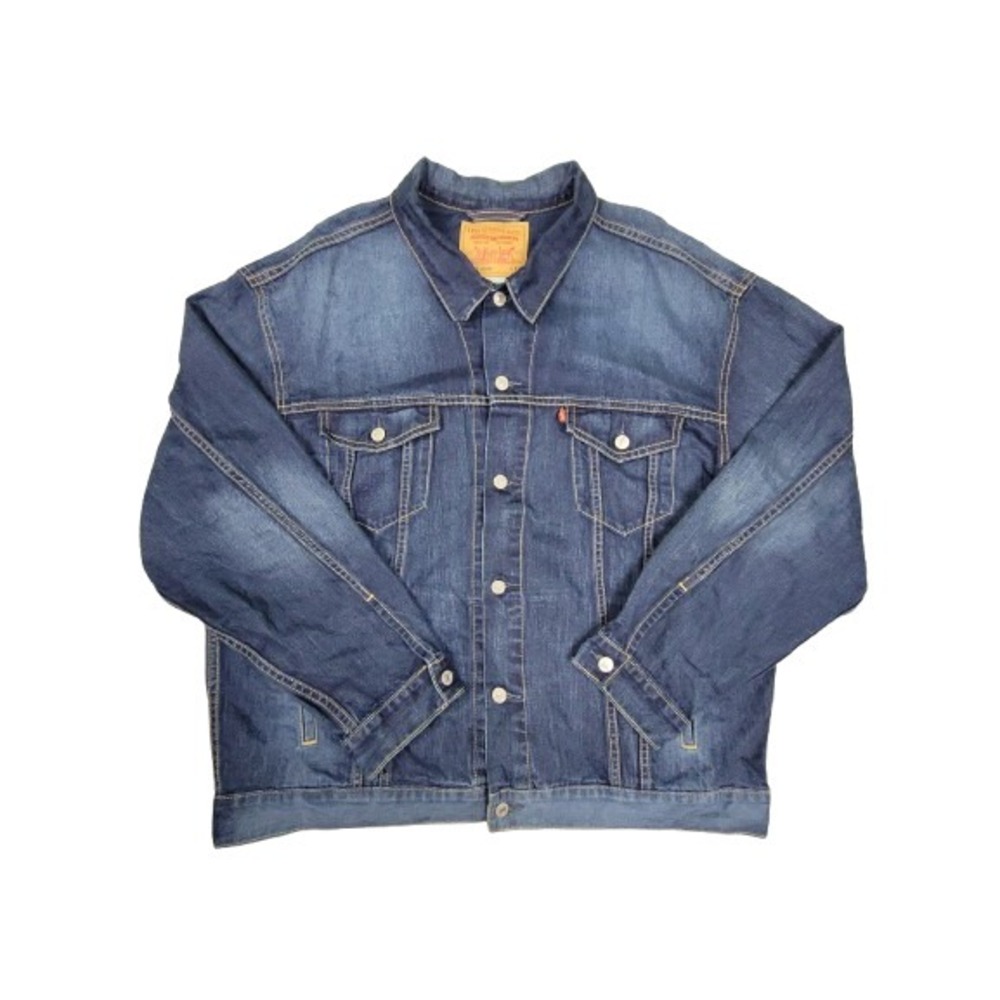 Levi's Trucker Jacket 2XL Men Blue Denim Red Tag Long Sleeve Casual Button Front